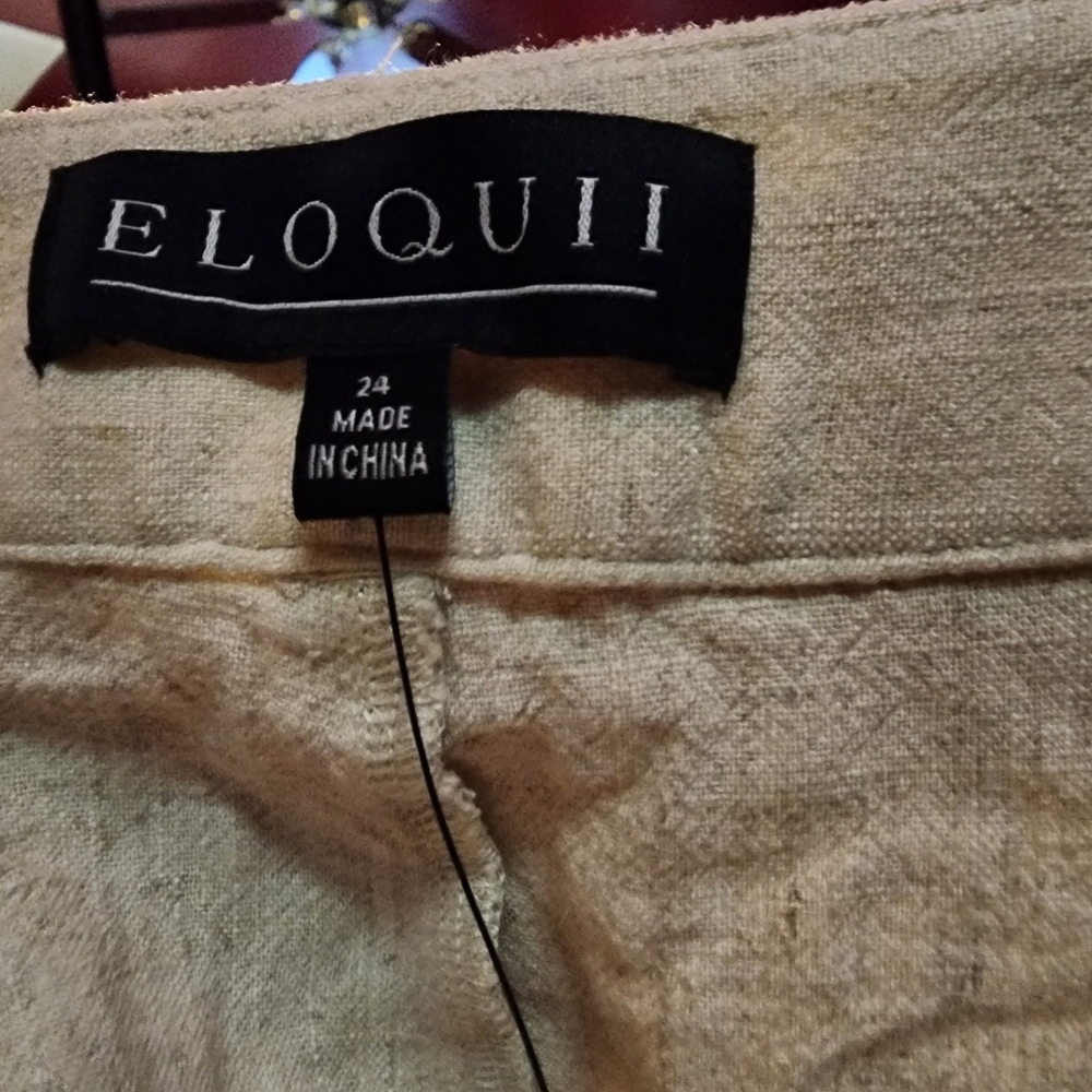 ELOQUII Linen High Rise Culotte Wide Leg Pants Size 24 - Picture 10 of 12